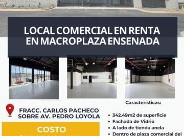 Local comercial · 342m² · 60 Estacionamientos · Local Comercial en Renta en Macroplaza del Mar Ensenada