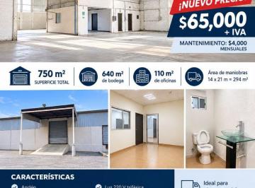 Bodega comercial de 2 habitaciones, García · Bodega en Renta en Mitras Poniente, Monterrey/750 M²/$65,000 + Iva