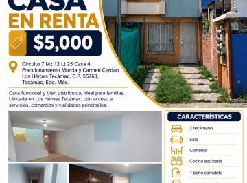 Casa 1m² Renta Los Héroes Tecámac · Casa en Renta