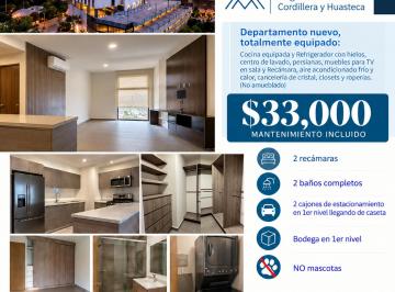 Departamento de 2 habitaciones, Santa Catarina · Rento Depto Torre Kima Valle Poniente Sta Catarina