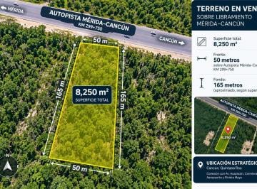 Terreno / Lote · 8250m² · Terreno en Venta en Cancún | 8,250 m² | Libramiento Mérida–cancún