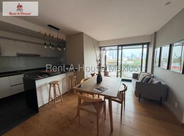 Departamento · 70m² · 2 Recámaras · 2 Estacionamientos · Departamento Amueblado en Renta en Cuauhtémoc, Hipódromo Condesa Gis 27 - 1078.