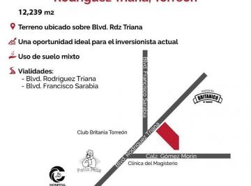 Terreno comercial · 12239m² · Terreno en Venta en Blvd. Rodriguez Triana en Torreon, Coah