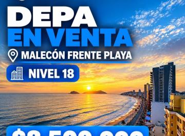 Departamento de 2 habitaciones, Mazatlán · Departamento en Venta Frente Al Mar en Mazatlan, Sinaloa (Av del Mar)