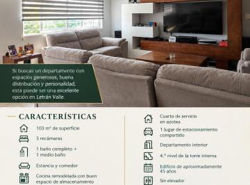 Departamento de 3 habitaciones, Benito Juárez · Amplitud, Carácter y Ubicación en Letrán Valle