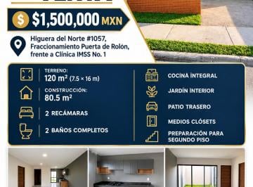 Casa de 2 habitaciones, Villa de Alvarez · Venta de Casa en Puerta Rolón Villa de Álvarez Enfrente de La Clínica 1