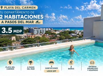 Departamento de 2 habitaciones, Solidaridad · Departamento 2 Recámaras Lock Off a Pasos del Mar en Playa del Carmen | Amueblado y Equipado