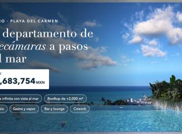 Departamento de 2 habitaciones, Solidaridad · Departamento en Venta 2 Recámaras, 82 m², Alberca con Vista Al Mar, Centro Playa