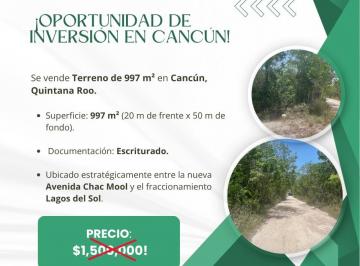Terreno / Lote , Benito Juárez · Terreno de 997 m² en Cancún, Quintana Roo