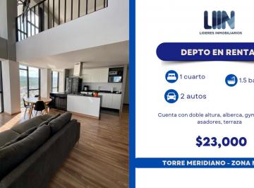 Departamento de 1 habitación, León · Loft Amueblado de Doble Altura en Renta - Torre Meridiano Zona Norte de Leon