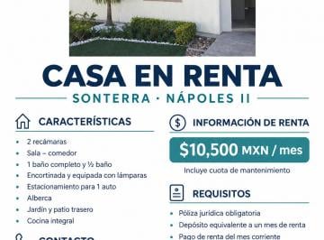 Casa de 2 habitaciones, Querétaro · Casa en Renta – Sonterra, Nápoles II
