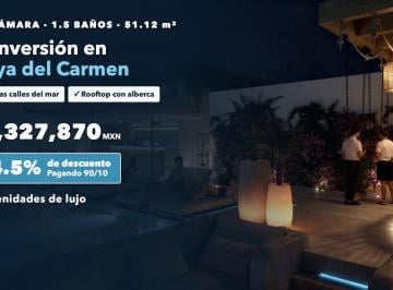 Departamento de 1 habitación, Solidaridad · Departamento 1 Recámara y 1.5 Baños en Venta en Playa del Carmen | Cerca del Mar | Rooftop