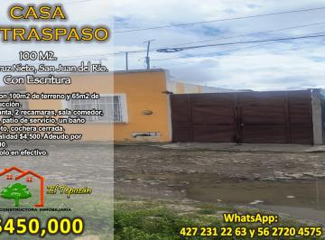 Casa de 2 habitaciones, San Juan del Río · Casa en Traspaso en Santa Cruz Nieto San Juan del Río.