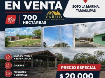 Rancho · 7000000ha · 6 Recámaras · Rancho en Venta (700 Has). Soto La Marina, Tamaulipas