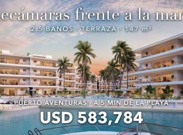 Departamento de 2 habitaciones, Solidaridad · Departamento 2 Recámaras en Venta en Puerto Aventuras | Frente a La Marina, Cerca del Mar | Terraza