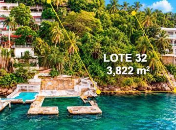 Lote frente al mar con 44 m de frente · Terreno en Venta Frente Al Mar, 3,822 m² – Las Playas, Acapulco