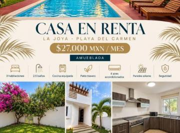 Casa de 3 habitaciones, Solidaridad · Casa en Renta Playa del Carmen Fracionamiento La Joya