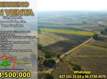 Terreno / Lote , Apaseo el Alto · Terreno en Venta de 12 Ha Cerca de Carretera Estatal Palmillas - Apaseo El Alto.
