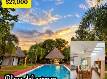 Casa de 3 habitaciones, Solidaridad · Casa Amueblada en Renta en La Joya Playa del Carmen