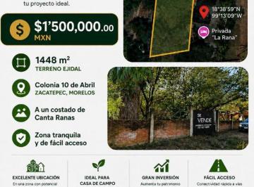 Terreno / Lote , Zacatepec · Venta de Terreno de 1448 m², en Chiverias, Zacatepec, Morelos