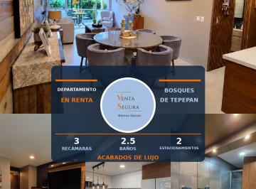 Departamento de 3 habitaciones, Tlalpan · Departamento en Renta, Bosques de Tepepan, Acabados de Lujo | 108 m², 3 Recámaras, 2.5 Baños, 2 Autos