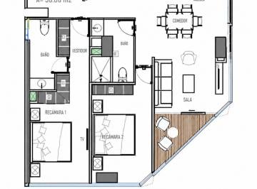 Plano · Departamento en Renta - Piso 7 - Dos Recamaras - Dos Estacionamientos
