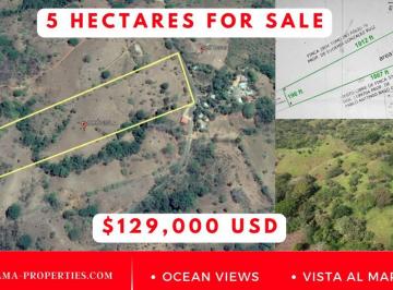 Terreno / Lote , Pedasí · Venta de 5 Ha Cerca de Playa Venao. Oportunidad Unica.