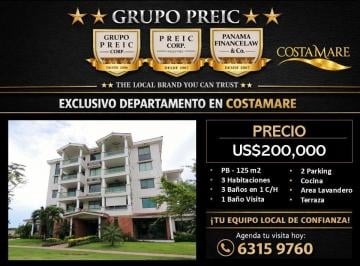 Apartamento · 125m² · 3 Recámaras · 2 Estacionamientos · Venta Apartamento Res Costamare Pb 125 m². Costa Sur Panama