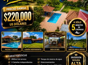 Casa de 6 habitaciones, Chame · Venta de Cabañas Vacacionales en Chame | 2,800 m² | Piscina | a Min de Coronado | $220,000