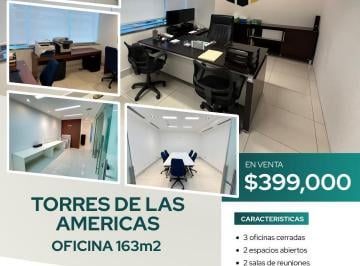Oficina comercial · 163m² · 3 Estacionamientos · Oficina Remodelada en Torre de Las Americas 1454rc