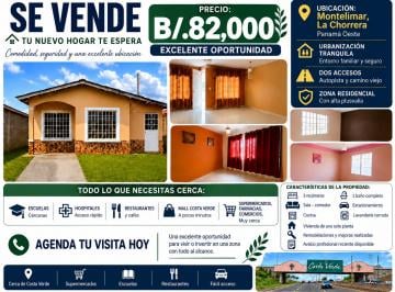 Casa de 3 habitaciones, La Chorrera · Casa en Venta en Montelimar, La Chorrera – Cerca de Costa Verde | B/82,000