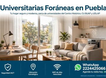 Departamento compartido de 4 habitaciones Renta MN 2,000 · Universitarias Foraneas Puebla
