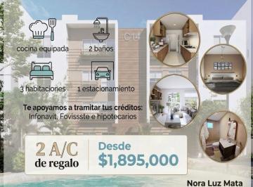 Departamento de 3 habitaciones, Solidaridad · Departamentos Copal Plus