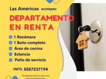 Departamento de 1 habitación, Ecatepec de Morelos · Depa en Renta Las Américas Ecatepec