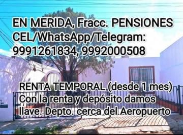 Departamento de 1 habitación, Mérida · En Merida Fracc. Pensiones, Alquila Desde un Mes Sin Aval