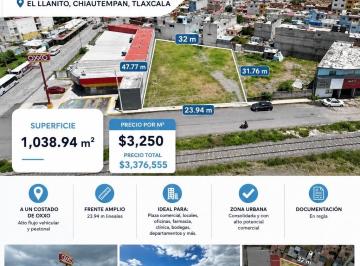 Terreno comercial , Chiautempan · Terreno en Venta Tlaxcala