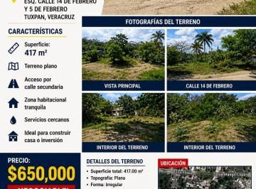 Terreno / Lote , Tuxpan · Terreno de 417 m² en Venta en Tuxpan Veracruz – Excelente Ubicación