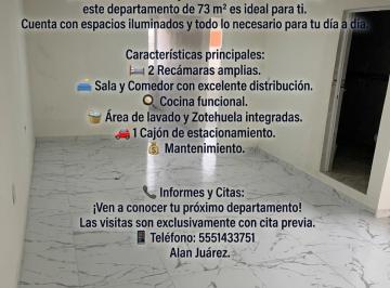 Departamento de 2 habitaciones, Tláhuac · ¡Precioso Departamento Nuevo en Renta!