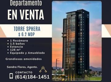 Departamento de 1 habitación, Chihuahua · Torre Sphera, Piso 20 Vista Al Campo de Golf