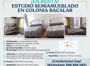 Departamento de 1 habitación, Valladolid · Se Renta Estudio Amueblado Cerca del Centro