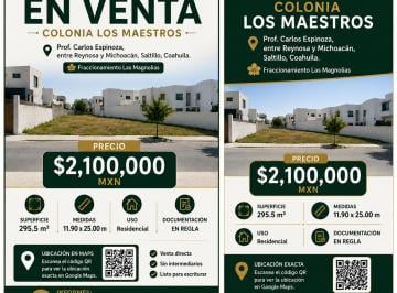 Terreno / Lote , Saltillo · Venta Terreno Col. Los Maestros, Saltillo