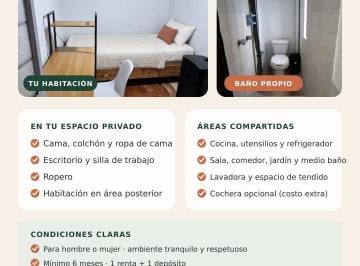 Departamento de 1 habitación, Puebla · Habitación Amueblada con Baño Privado