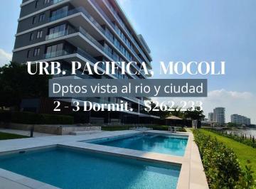 Departamento de 2 habitaciones, Guayaquil · Departamento Vista Al Rio y Ciudad de Estreno en Venta Urb. Pacifica, Mocoli