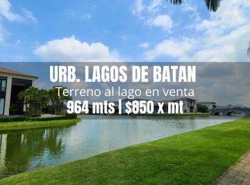 Terreno / Lote 964m² Venta Samborondón · Samborondon Urb. Lagos de Batan Terreno Al Lago en Venta