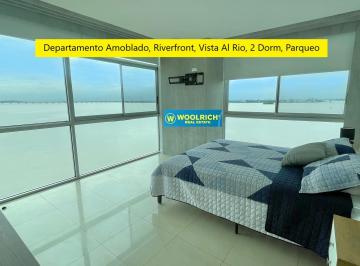 Departamento de 2 habitaciones, Guayaquil · Departamento Amoblado a Estrenar, Riverfront, Vista Al Rio, 2 Dorm, Parqueo