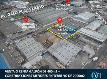 Bodega-Galpón · 800m² · Scc. Venta o Renta Galpón en Terreno de 2000 m². Industrial Alto Impacto I3. Carcelén Industrial