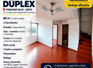 Departamento de 3 habitaciones, Quito · ¡En Arriendo Departamento Dúplex en Ponciano Bajo – Quito!