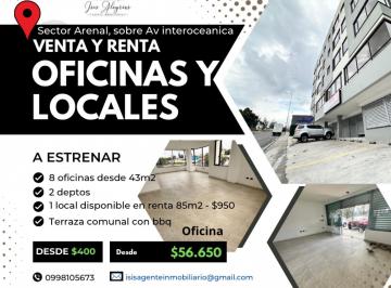 Oficina comercial · 63m² · 1 Estacionamiento · Venta o Renta Oficinas a Estrenar, Sector El Arenal Tumbaco