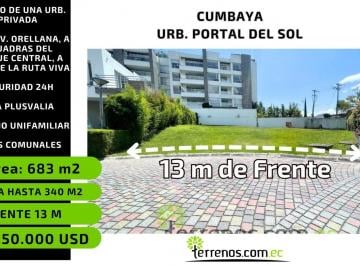 Terreno / Lote · 683m² · Terreno en Cumbaya de 683 m² a 2 Min. del Parque Central, Dentro de Urbanización