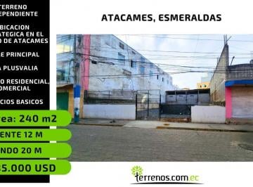 Terreno / Lote · 240m² · Terreno en El Centro de Atacames de 240 m²